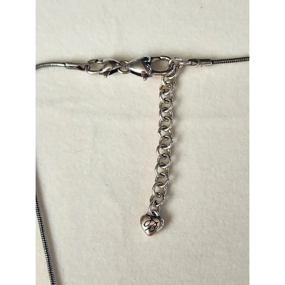 BRIGHTON Grandmother Pink Crystal Charm Necklace Heavy Silver Pl FREE $SHIPPING!
